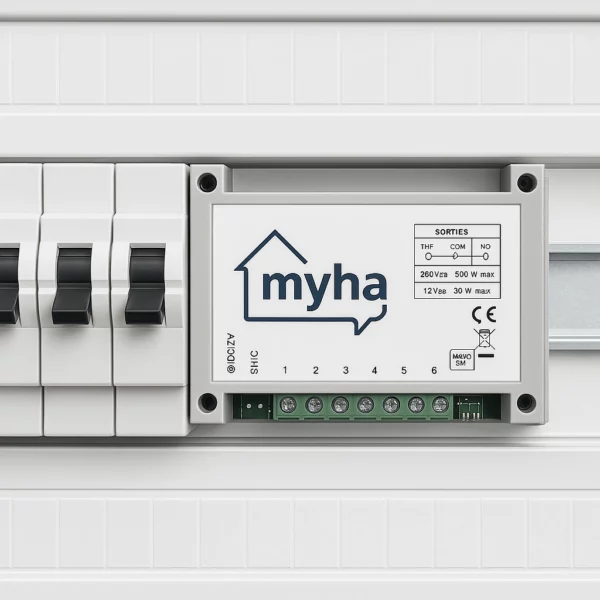 Centrale domotique Myha Pro sans Internet intégrée dans un tableau électrique