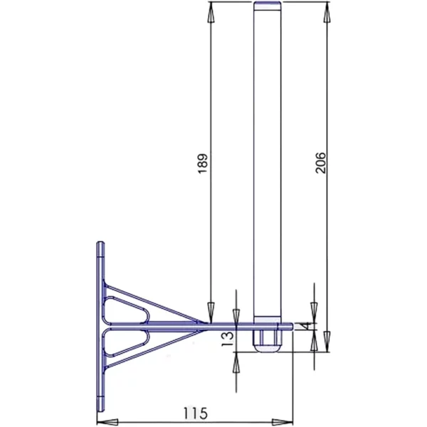 Schéma technique de l’antenne déportée 4 dBi avec câble 5 m pour centrale myha
